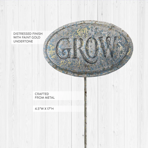 Grow Distressed Garden Stake