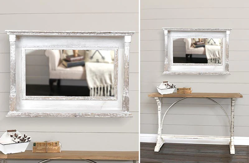 Rustic White Antique Mirror