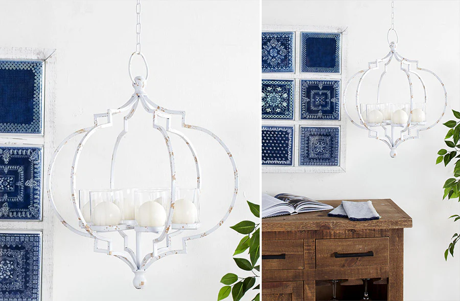 Chippy White Candle Chandelier