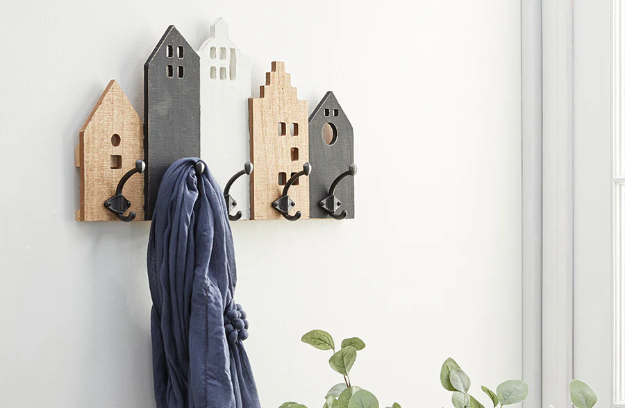 Wooden City Skyline Wall Hooks