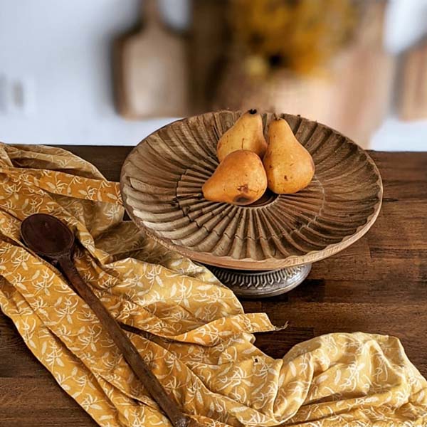 Carved Wooden Cake Stand Riser