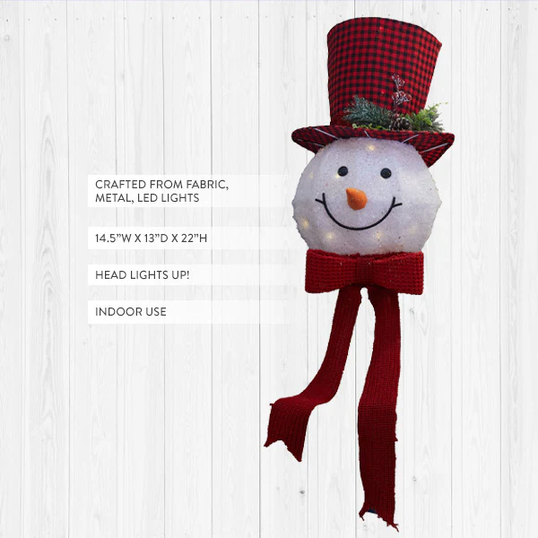 22 Inch Whimsical Light Up Snowman Tree Topper