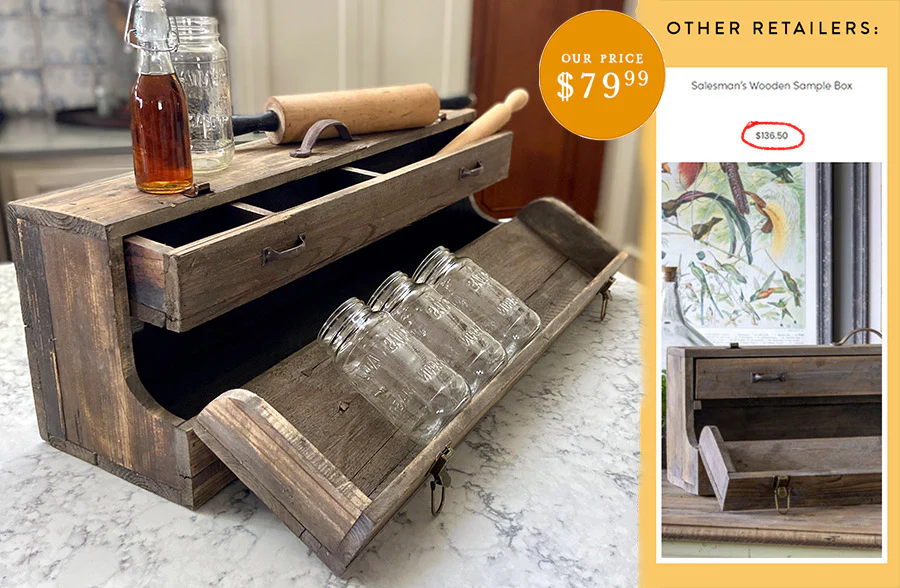 Vintage Inspired Salesman's Wooden Storage Box