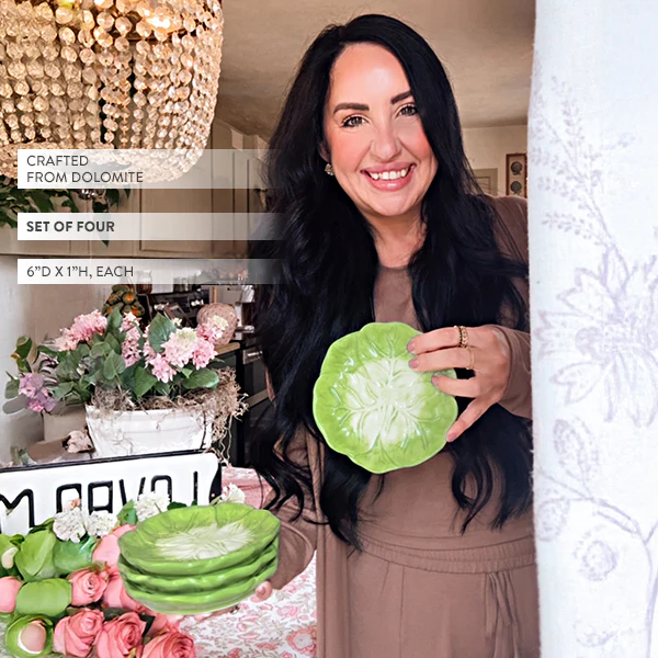 Green Cabbageware Appetizer Plates, Set of Four