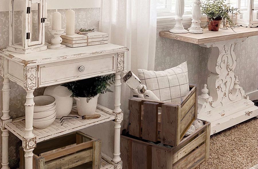 Old Wooden Vintage-Inspired Crates, Set of 3