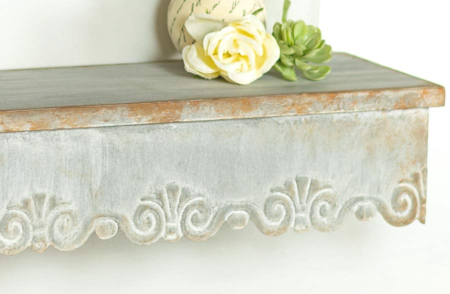 Galvanized Metal Scalloped Shelves, Set of 2