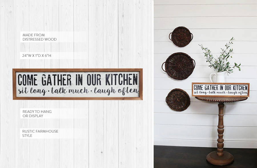 Wood Framed Come Gather In Our Kitchen Sign