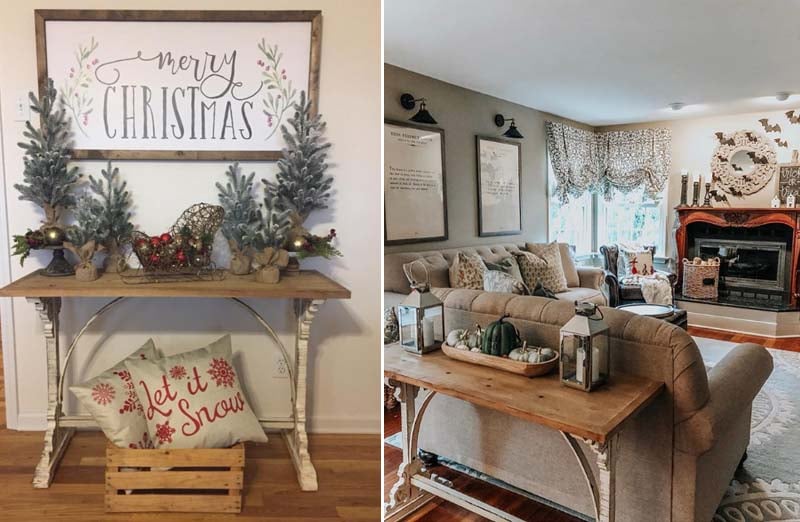 Distressed White Corbel Entry Table