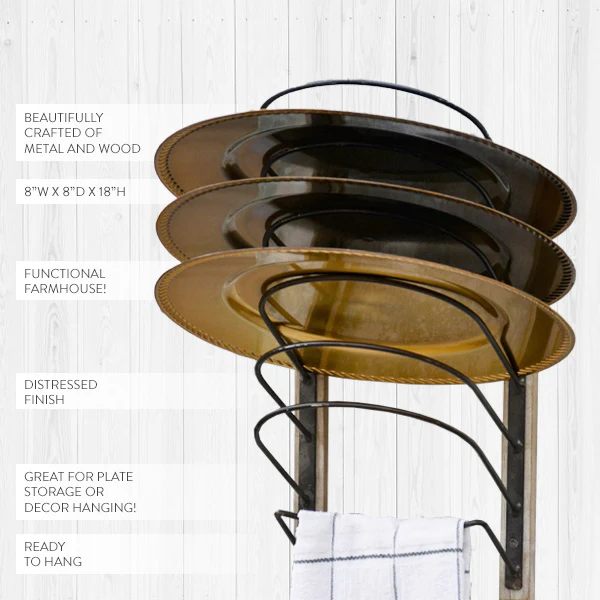 Modern Utilitarian Wall Mounted Plate Display Rack