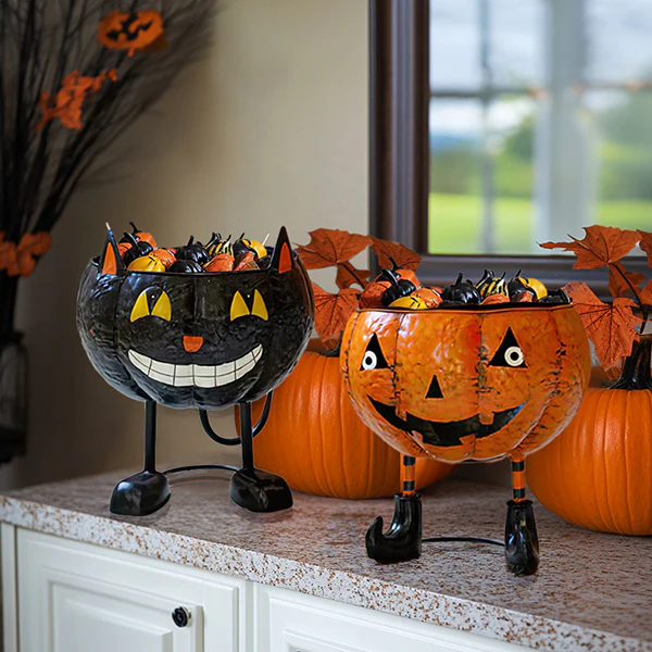 Painted Metal Halloween Candy Bowl, Choose Your Style
