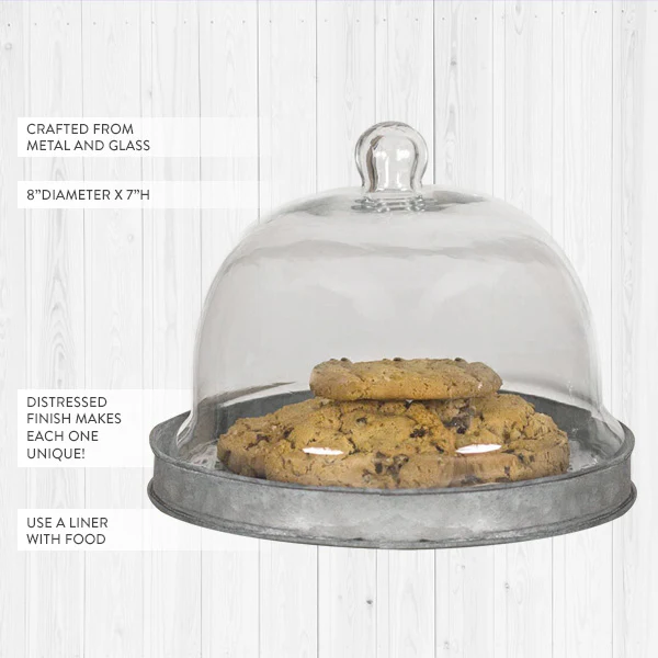 Galvanized Dessert Cloche with Base