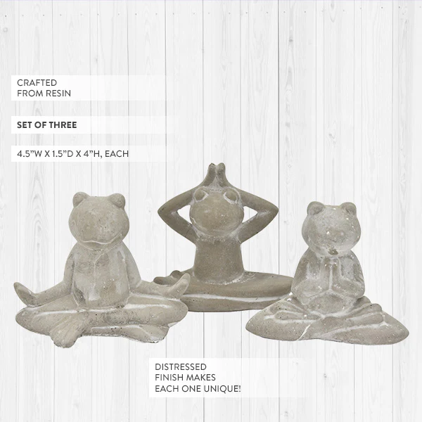 Yoga Frog Garden Statues, Set of 3