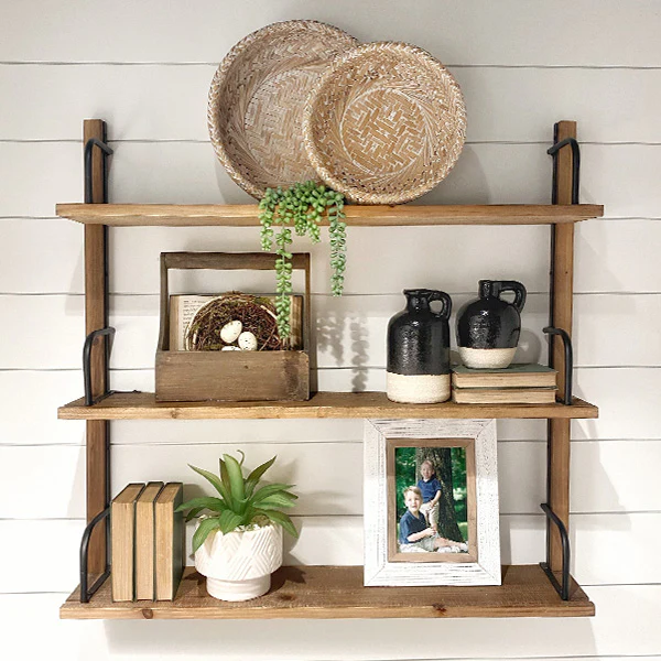 Three Tier Rustic Wall Shelf
