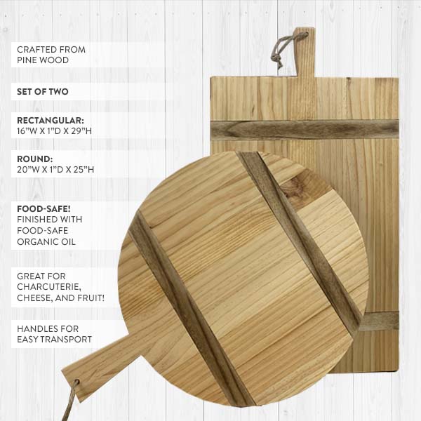 Wood Cutting Board, Set of 2