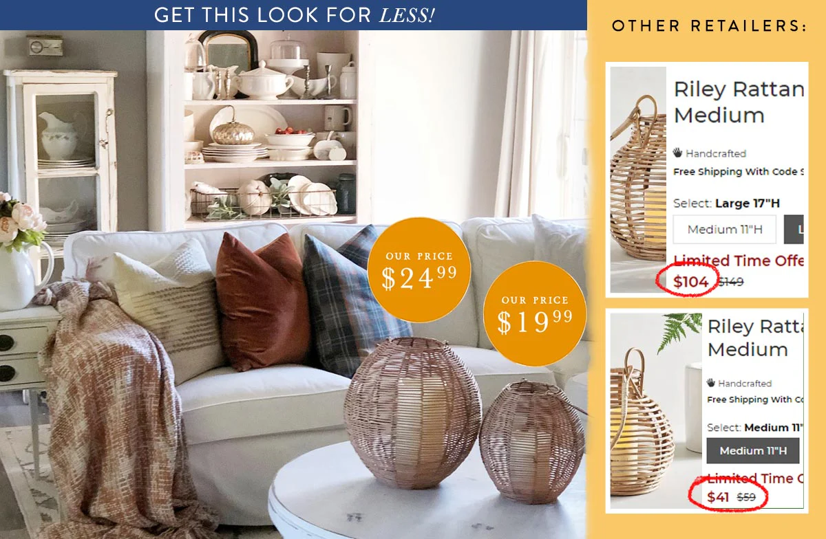 Natural Rattan Lantern, Pick Your Size