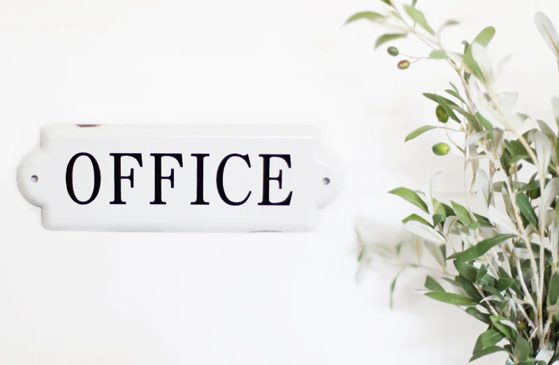 Enameled Metal Office Sign