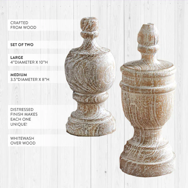Turned Wood Finials, Set of Two