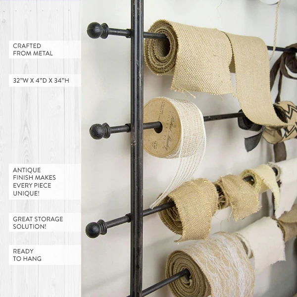 Black Distressed Ribbon Or Wrapping Paper Rack
