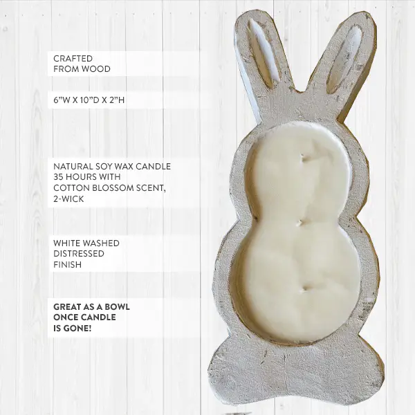 White Washed Bunny Bowl Easter Candle