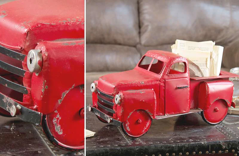 Antiqued Red Metal Truck