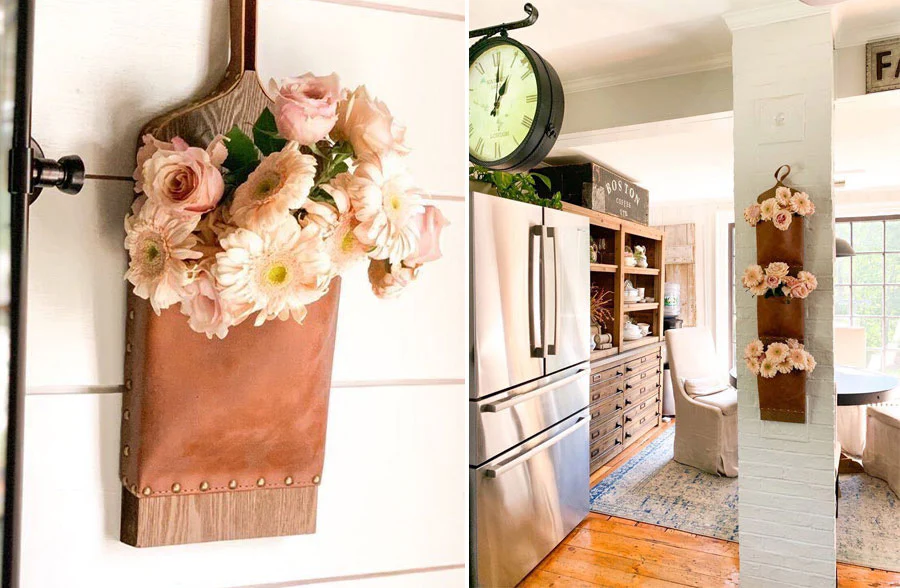 Faux Leather Pocket Wall Cubbies, Set of 3