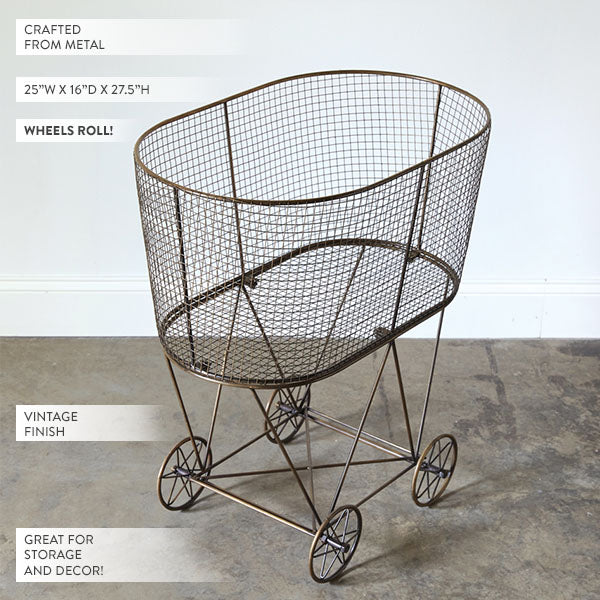Metal Rolling Laundry Basket