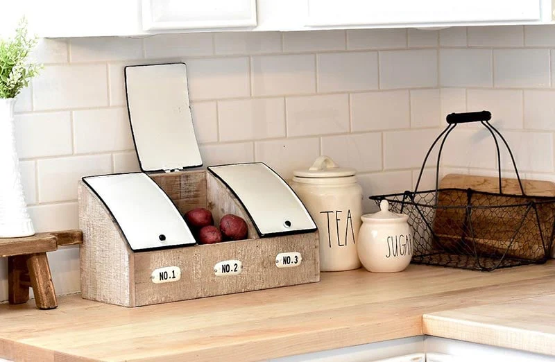 Distressed Enamel and Wood Cubby