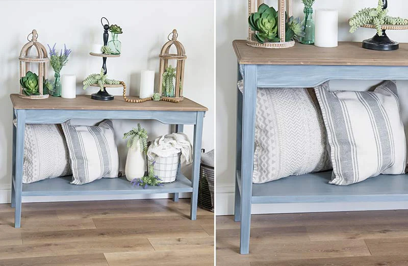 Vintage Eggshell Blue Console Table