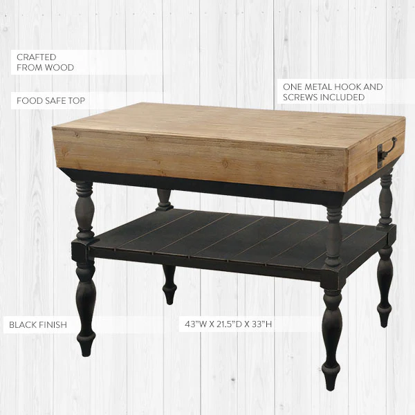 Butcher Block Inspired Wooden Kitchen Island