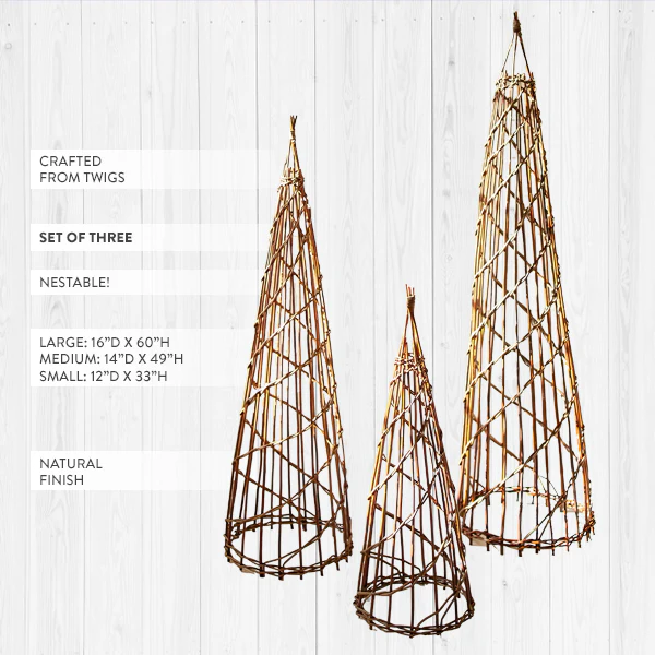 Nesting Twig Christmas Trees, Set of Three