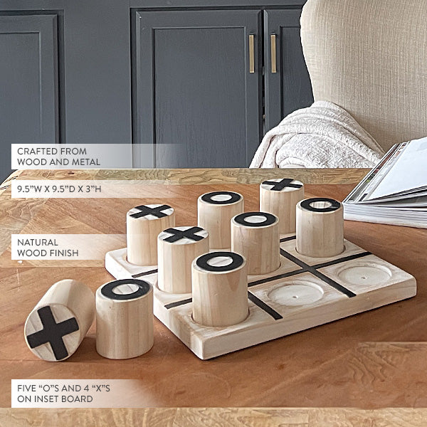 Organic Wood Tic Tac Toe Game Decor