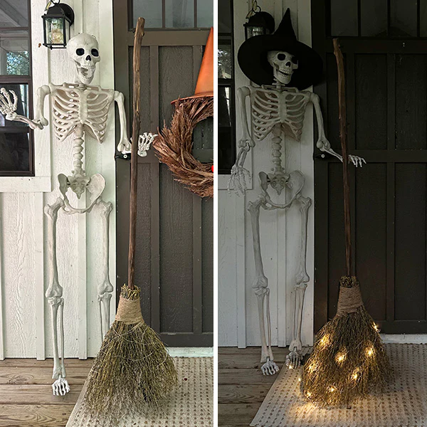Rustic Bamboo Lit Broom with Timer