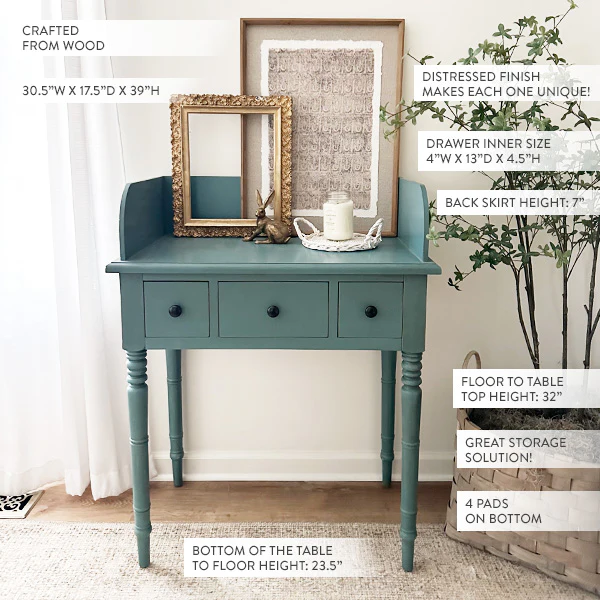 Antique Blue Wood Console Table Wash Stand