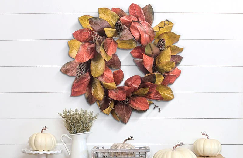 Curly Vine Magnolia Wreath