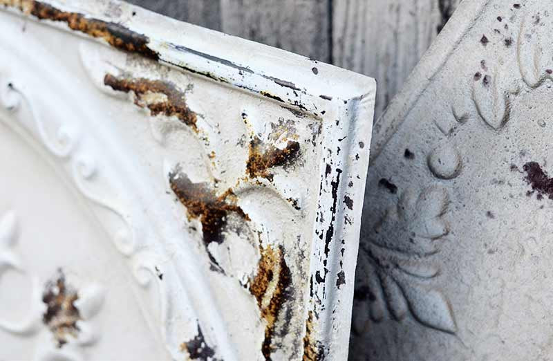 Ornate Distressed Square Ceiling Plate