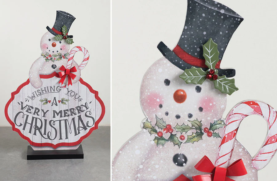 HUGE Very Merry Christmas Wood Snowman Figurine