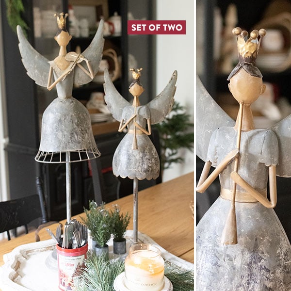 Large Whimsical Distressed Angels, Set of 2