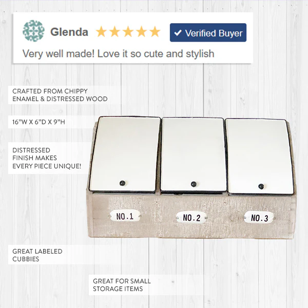 Distressed Enamel and Wood Cubby