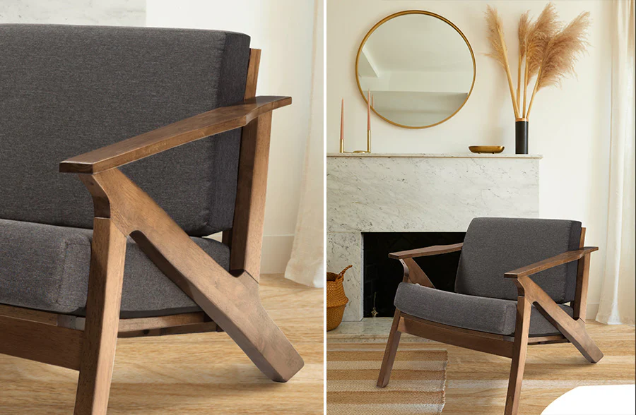 Mid Century Modern Fabric Accent Chair, Pick Your Color