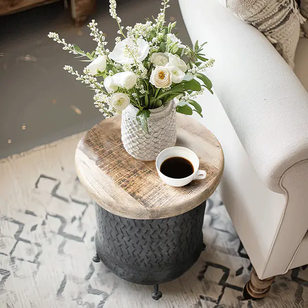 Rustic Farmhouse Round Side Table, Pick Your Style