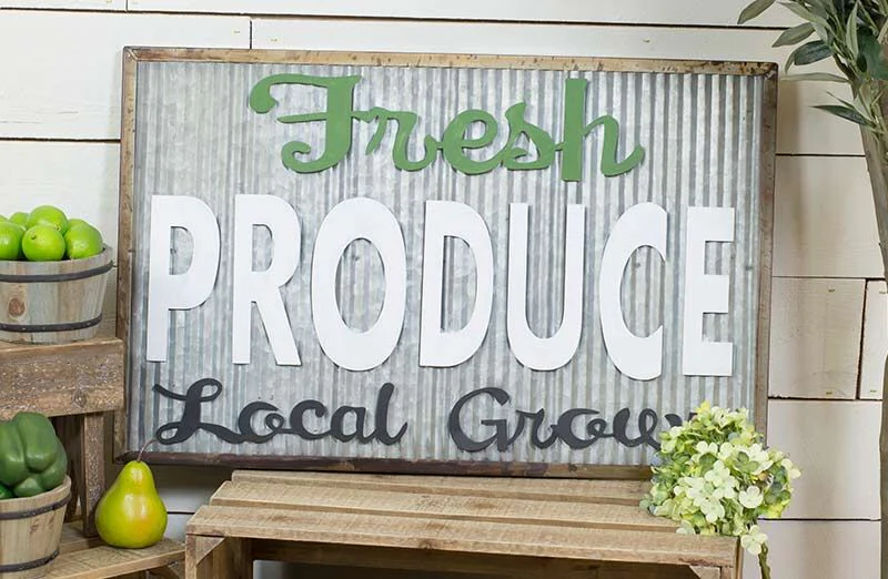Galvanized Fresh Produce Sign