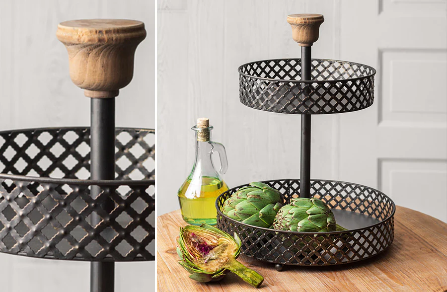 Two Tiered Black Perforated Tray