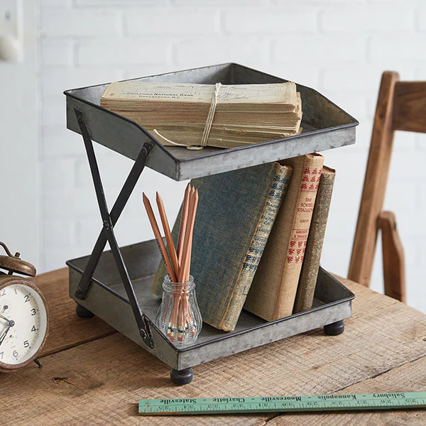 Galvanized Two-Tier Square Tray