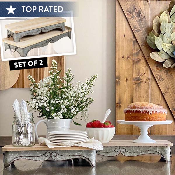 Scalloped Tray Risers, Set of 2