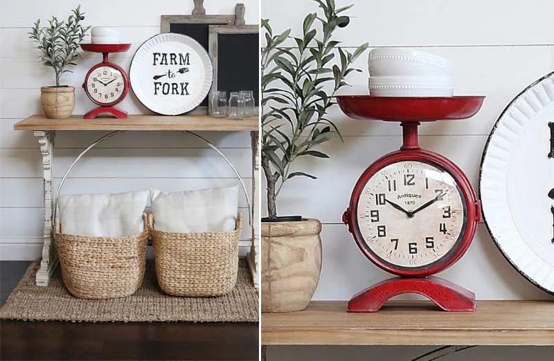 Distressed Red Scale Clock