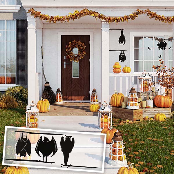 Metal Hanging Bat Silhouettes, Set of 3