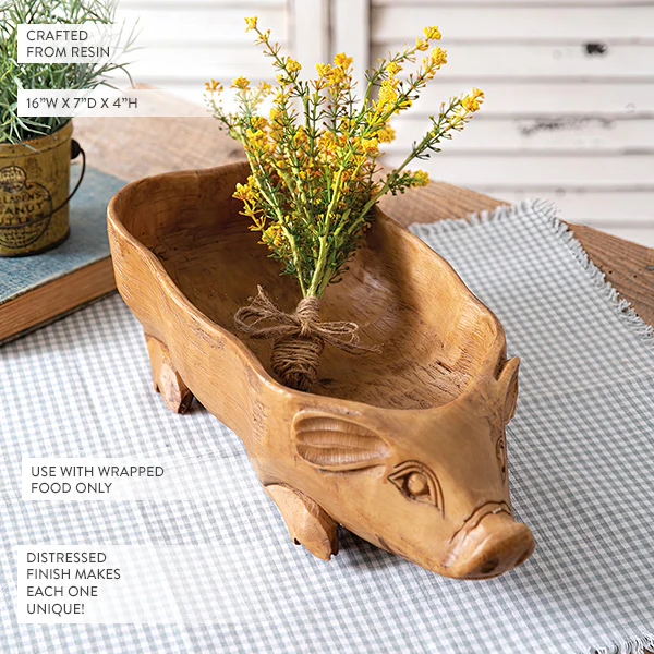 Large Rustic Pig Bowl