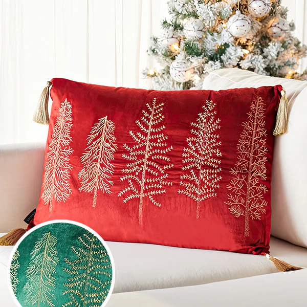 Christmas Tree Pillow with Tassels, Pick Your Color