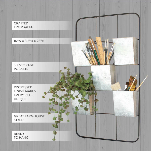 Metal Wall Rack with Six Pockets