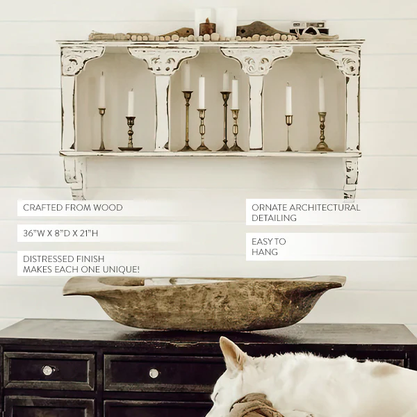 Oversized Ornate French Cottage Curio Wall Cabinet